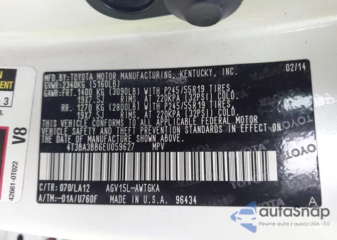 2014 Toyota Venza Xle из США, поврежденный, VIN 4T3BA3BB6EU059627